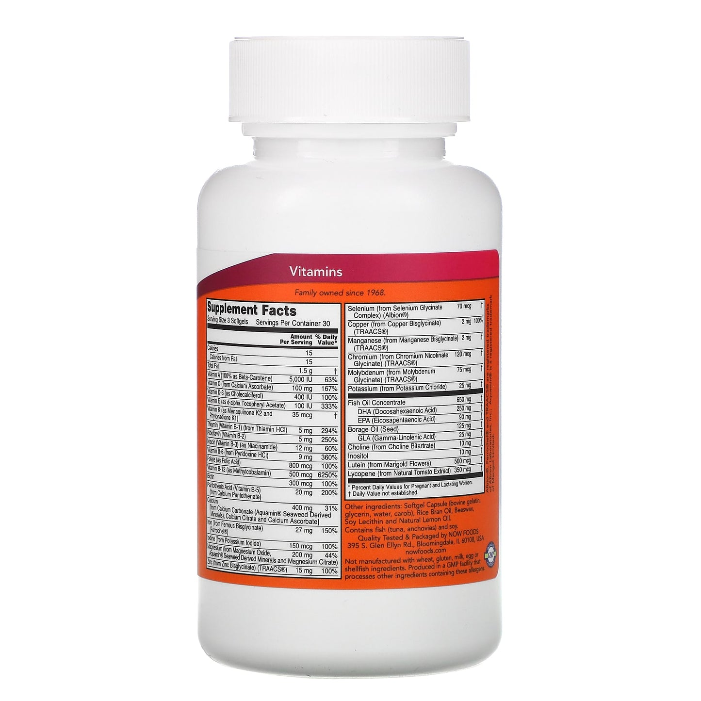 Now Foods, PRE-NATAL MULTIVITAMIN WITH DHA, 90 Softgels UPC 733739038098 | HiLife Vitamins
