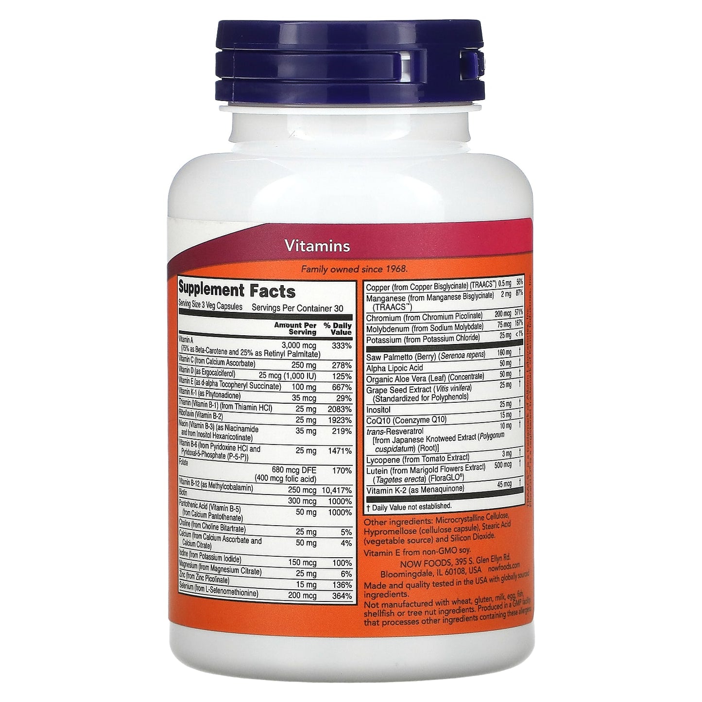 Now Foods, Adam Male Multi Vcaps, 90 Vegetarian Capsules UPC 733739038784 | HiLife Vitamins