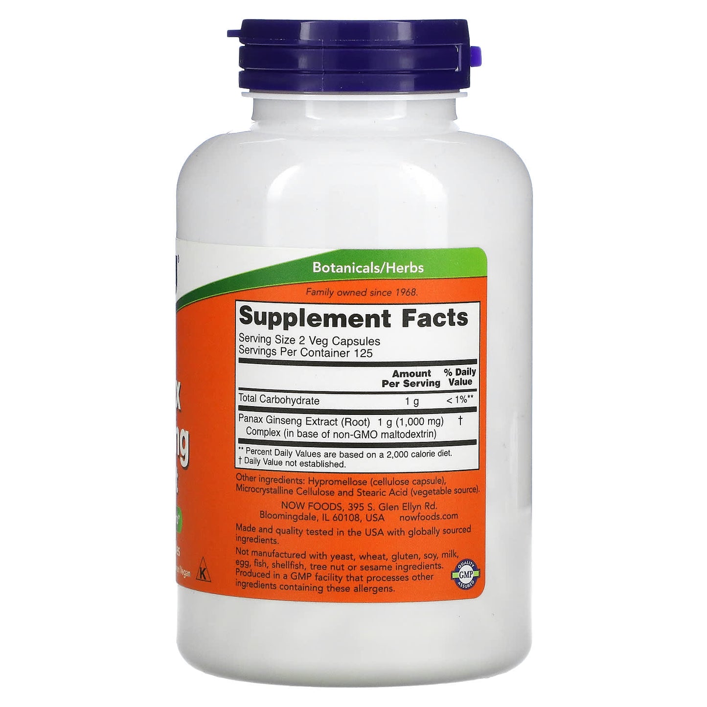 Now Foods, Panax Ginseng Extract, 250 Veg Capsules UPC 733739040145 | HiLife Vitamins
