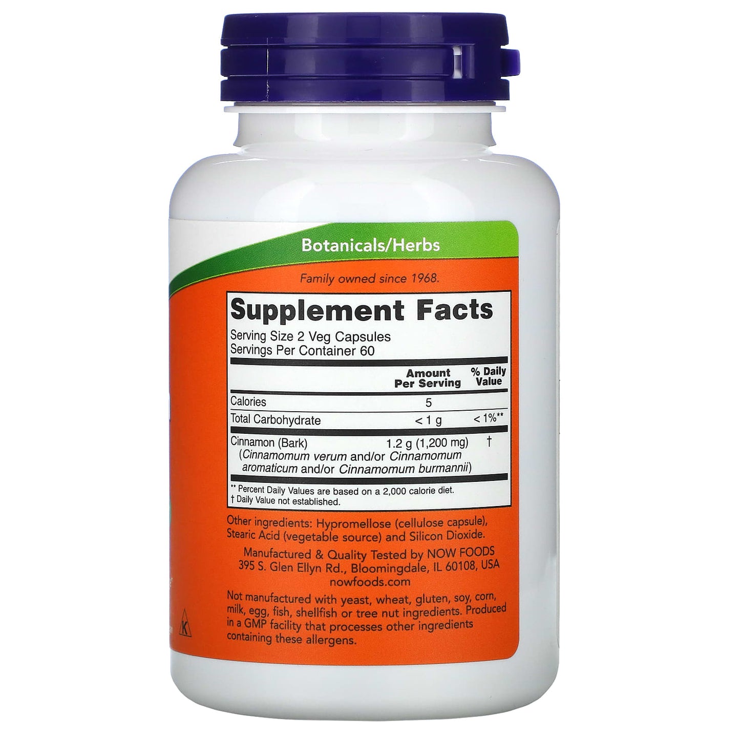 Now Foods, Cinnamon Bark, 600 mg, 120 Veg Capsules UPC 733739046369 | HiLife Vitamins