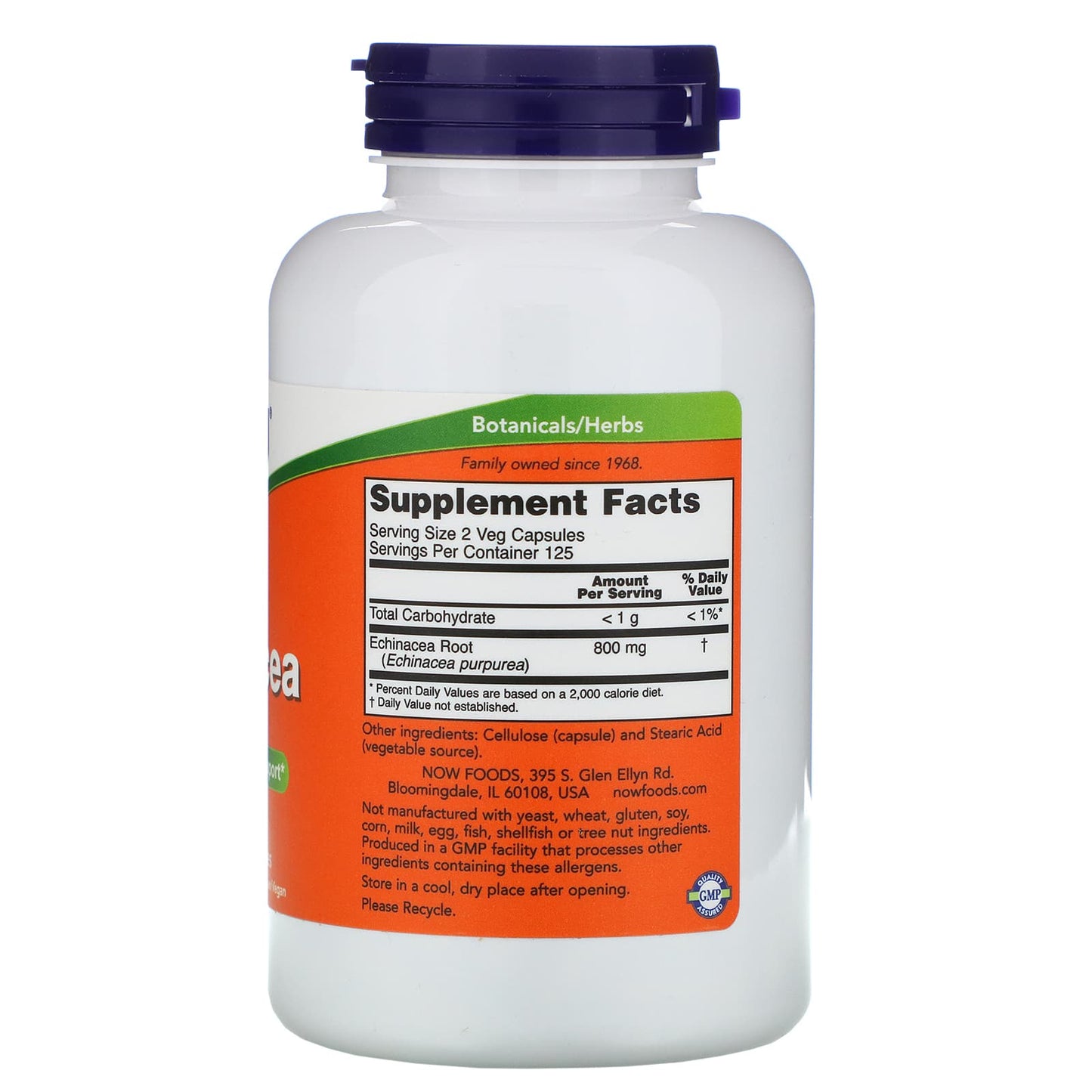 Now Foods, ECHINACEA PURP 400mg, 250 Capsules UPC 733739046628 | HiLife Vitamins