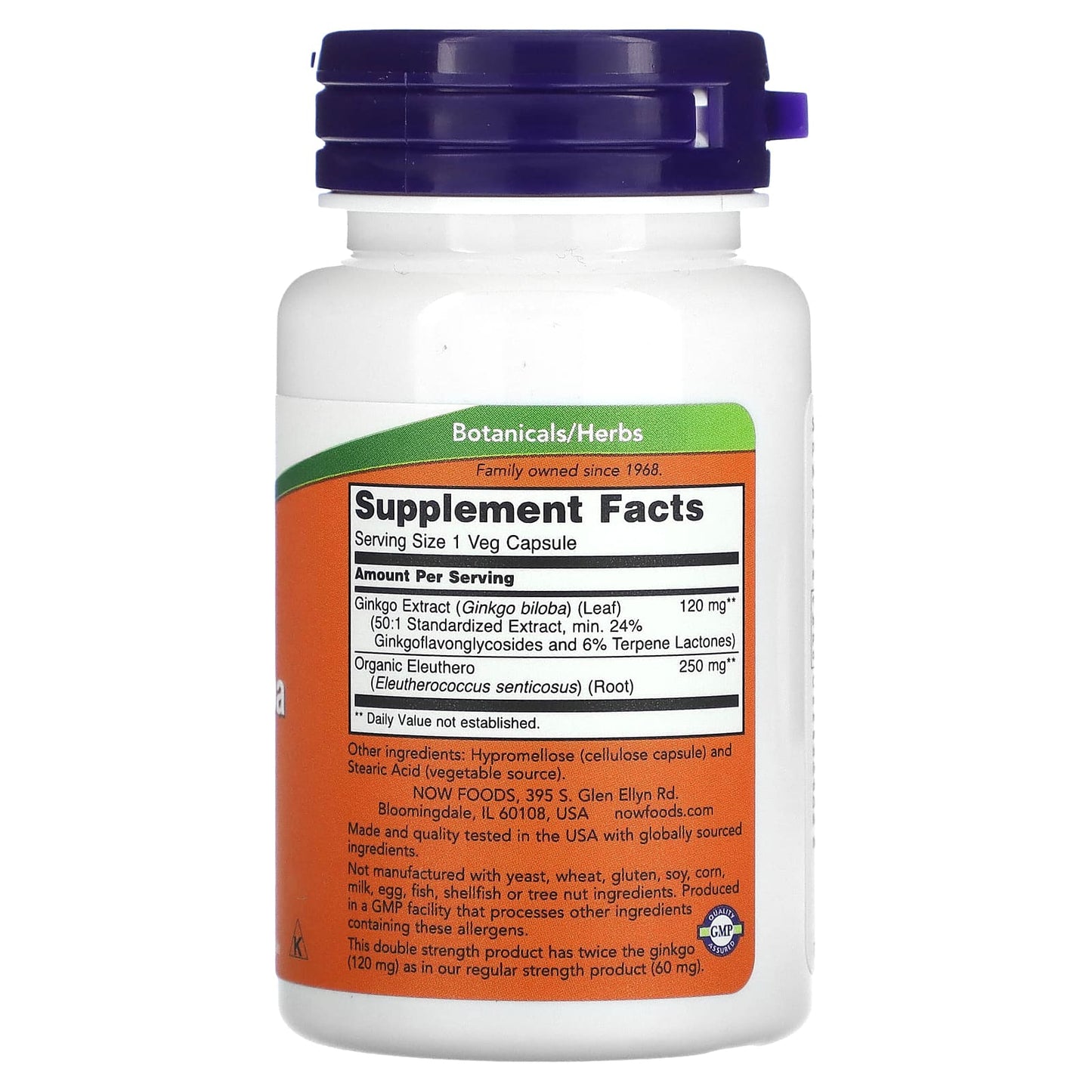 Now Foods, Ginkgo Biloba 120mg, 50 Veg Capsules UPC 733739046826 | HiLife Vitamins