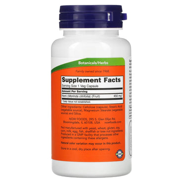Now Foods, Noni 450 mg, 90 Veg Capsules UPC 733739047120 | HiLife Vitamins