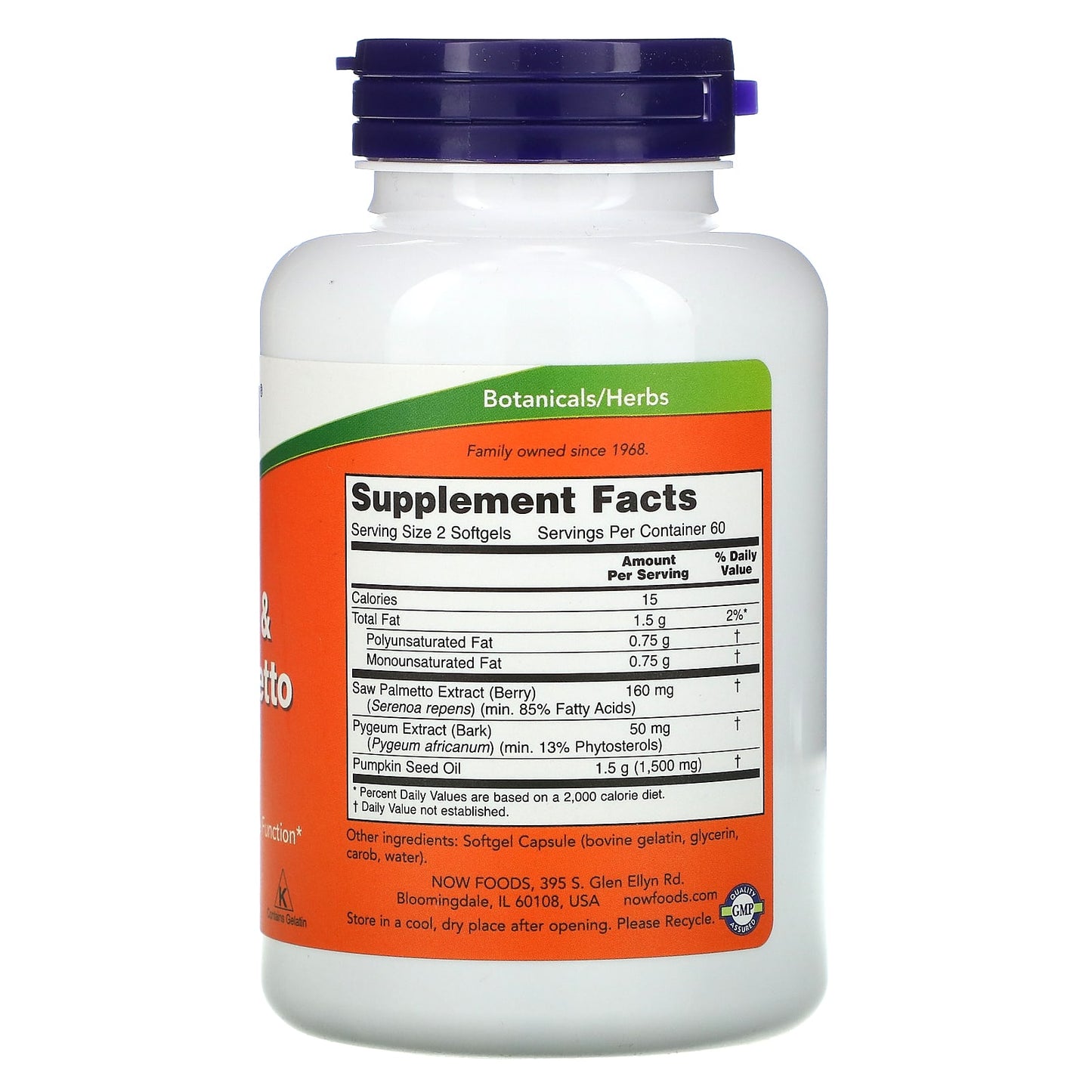 Now Foods, PYGEUM & SAW PALMETTO, 120 Softgels UPC 733739047298 | HiLife Vitamins
