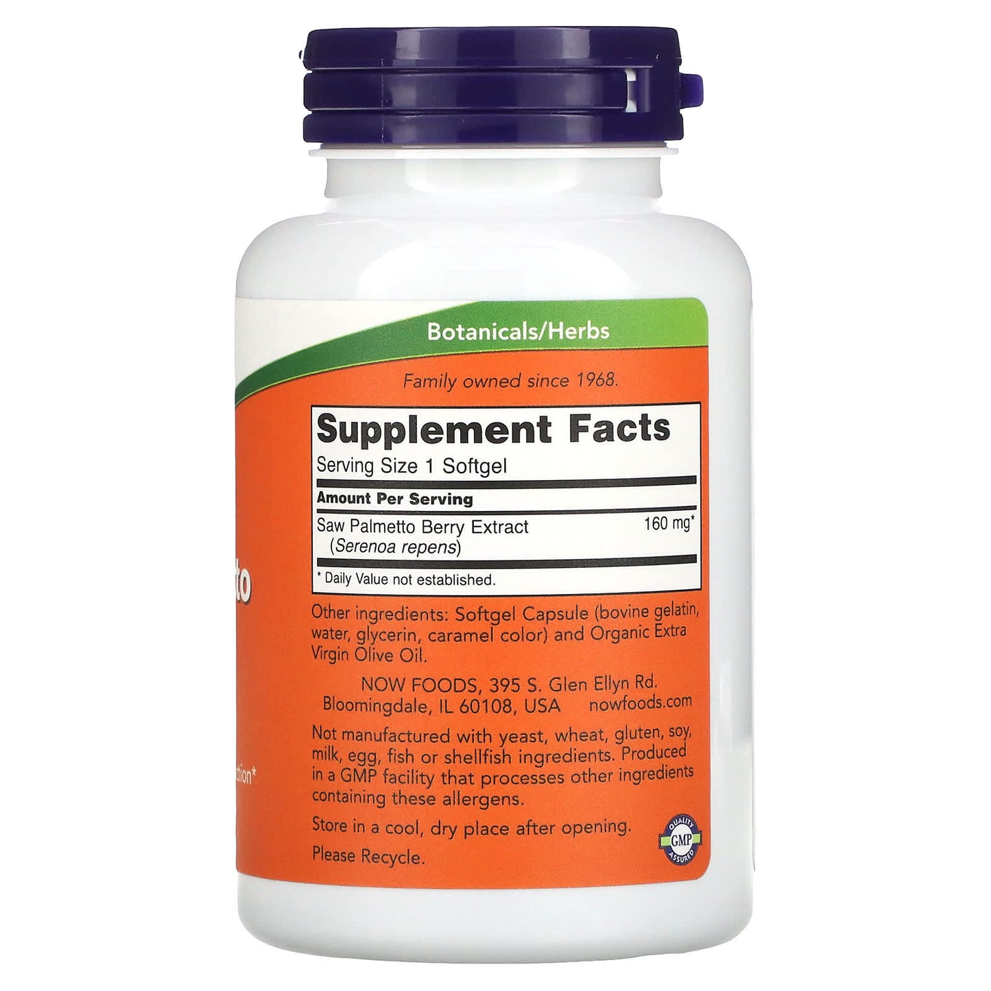 Now Foods, Saw Palmetto, 160 mg, Double Strength, 240 Softgels UPC 733739047441 | HiLife Vitamins