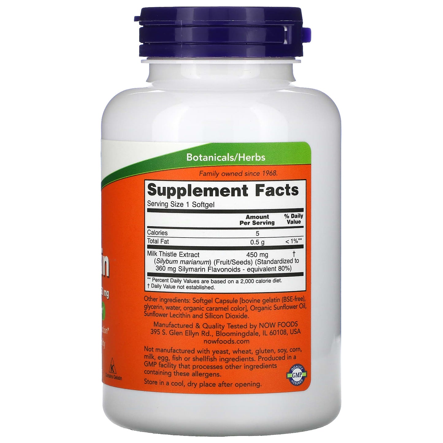 Now Foods, SILYMARIN MILK THISTLE 450mg, 120 Softgels UPC 733739047854 | HiLife Vitamins