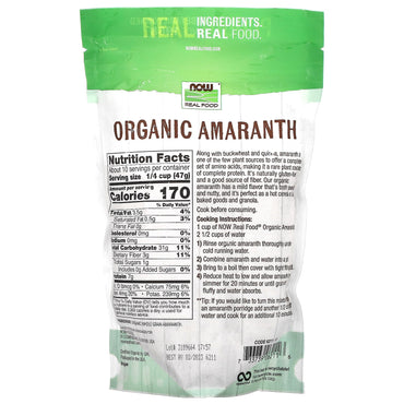 Now Foods, Amaranth Grain Organic, 1 LB UPC 733739062116 | HiLife Vitamins