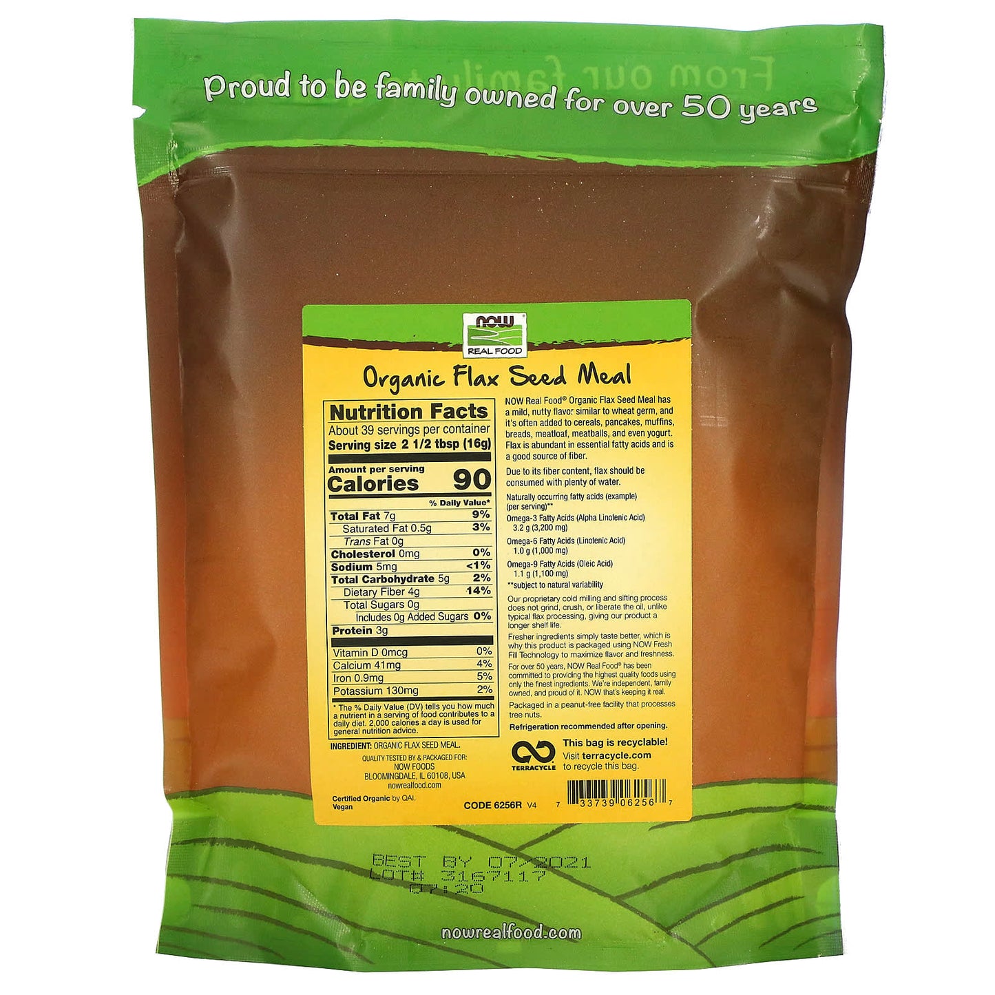 Now Foods, Organic Flax Meal, 22 Oz UPC 733739062567 | HiLife Vitamins