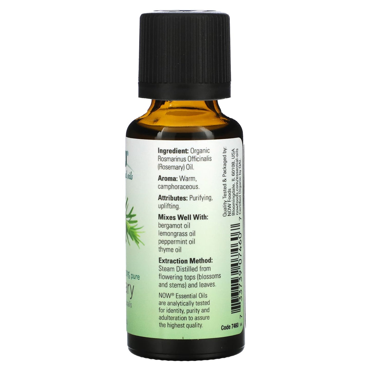 Now Foods, Rosemary Oil Organic, 1 Fl. Oz UPC 733739074607 | HiLife Vitamins