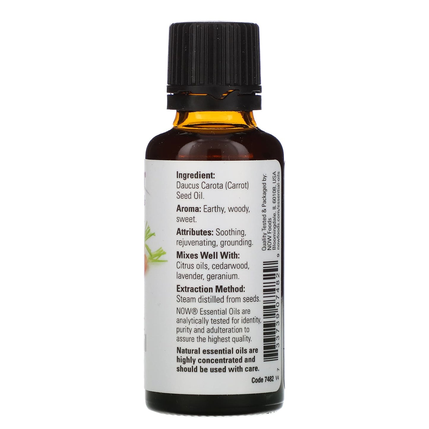 Now Foods, Carrot Seed Oil, 1 Fl. Oz UPC 733739074829 | HiLife Vitamins