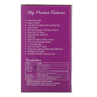 Now Foods, Ultrasonic Usb Auto Diffuser- Grey Color, GREY EA UPC 733739074850 | HiLife Vitamins