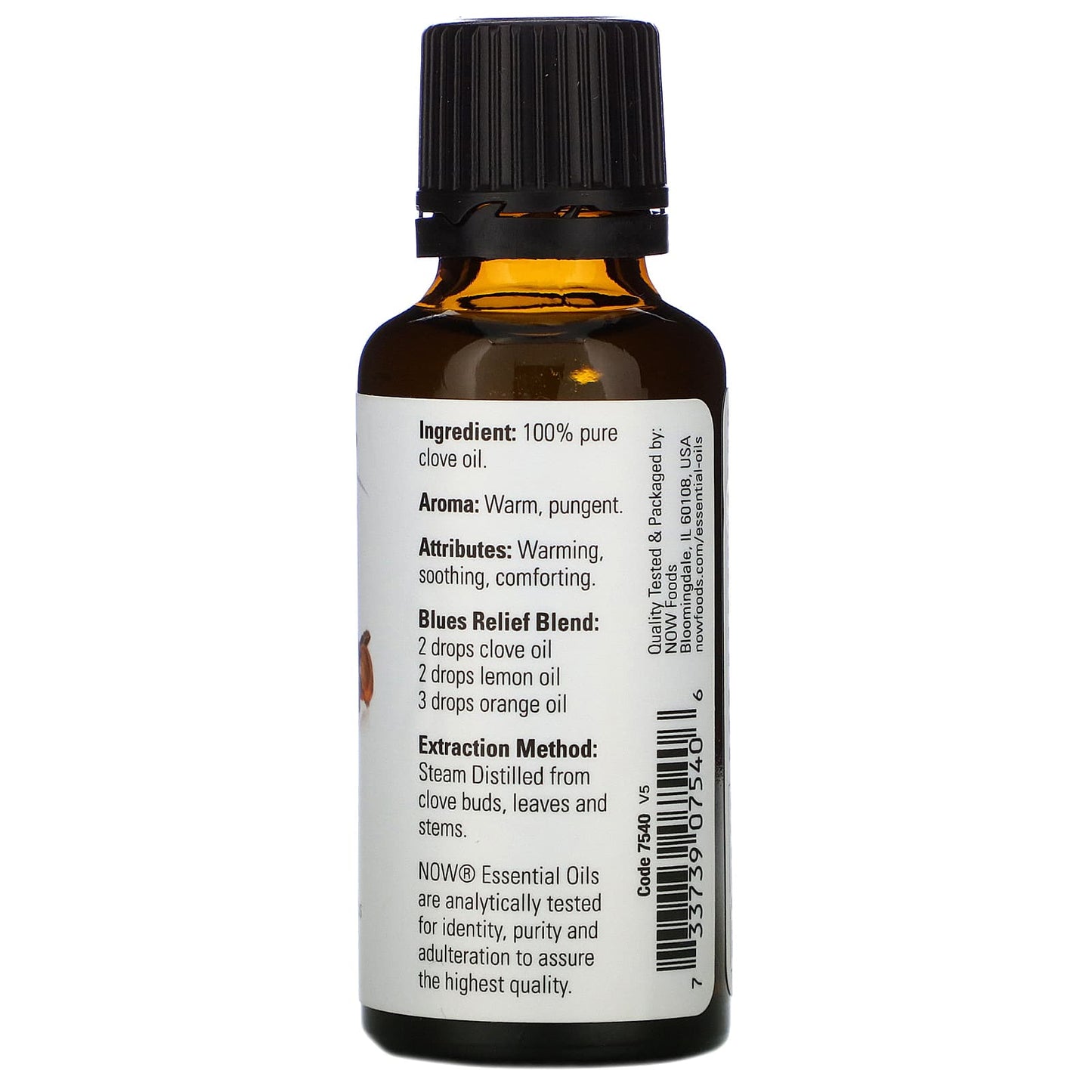 Now Foods, Essential Oils, Clove, 1 fl oz (30 ml) UPC 733739075406 | HiLife Vitamins