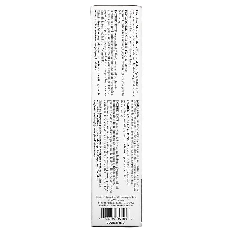 Now Foods, Xyliwhite Charcoal Refresh Toothpaste Gel, 6.4 Oz UPC 733739081056 | HiLife Vitamins