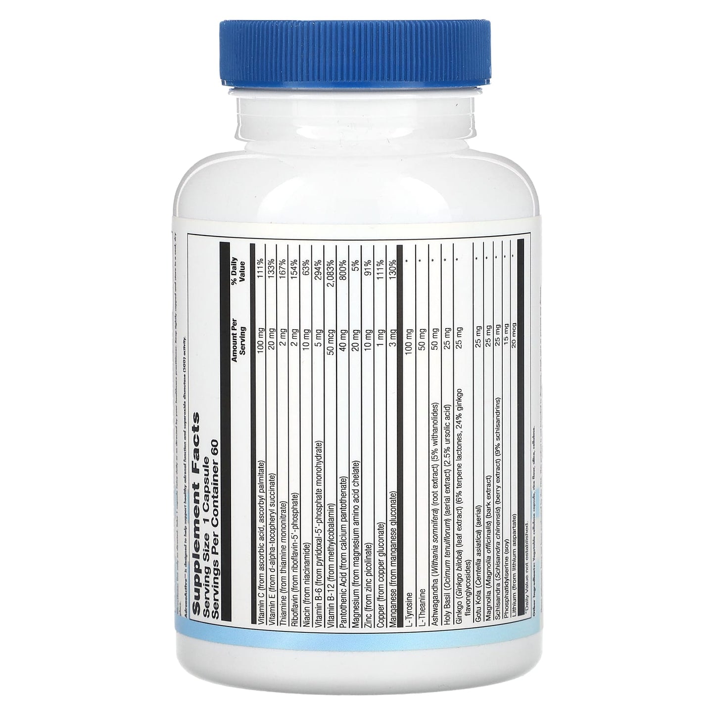 Nutra BioGenesis, AdrenoActive, 60 Vegatable Capsules UPC 812806409570 | HiLife Vitamins