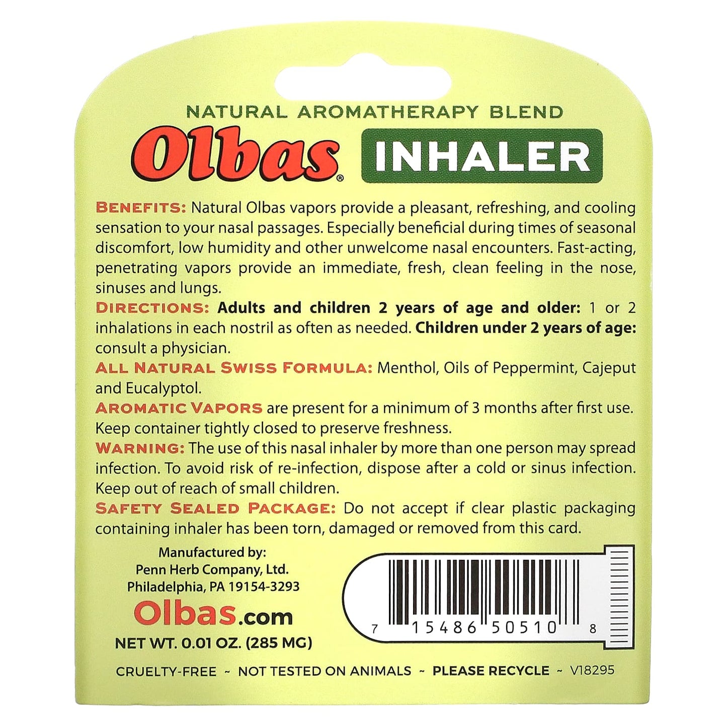 Olbas Products, Inhaler, 1 UPC 715486505108 | HiLife Vitamins
