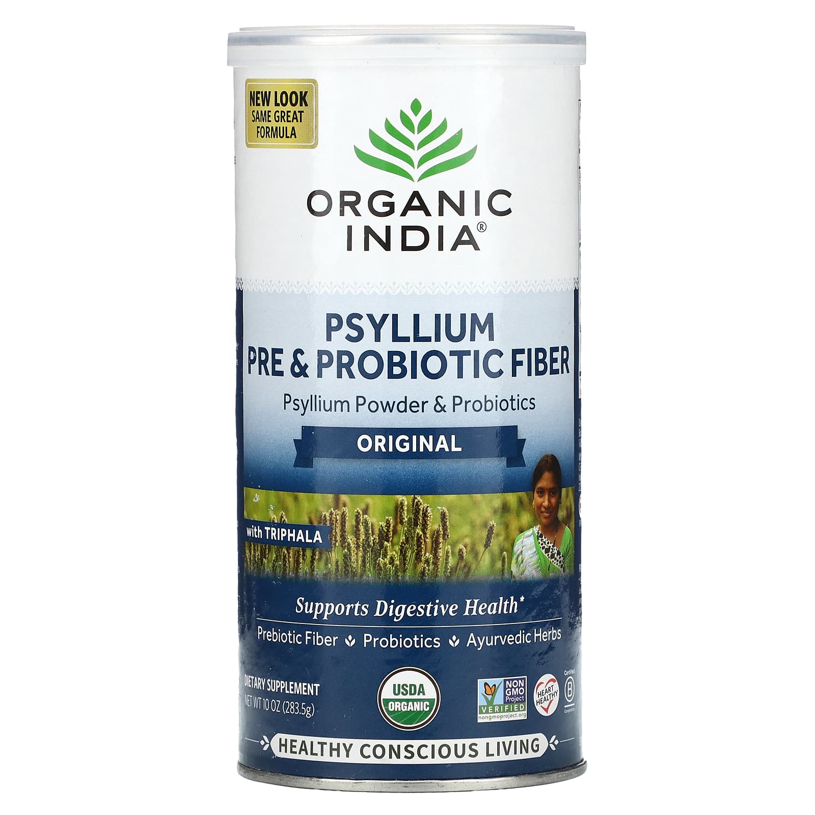 Organic India, Psyllium Pre & Probiotic Fiber, Original, 10 oz UPC 801541517251 | HiLife Vitamins