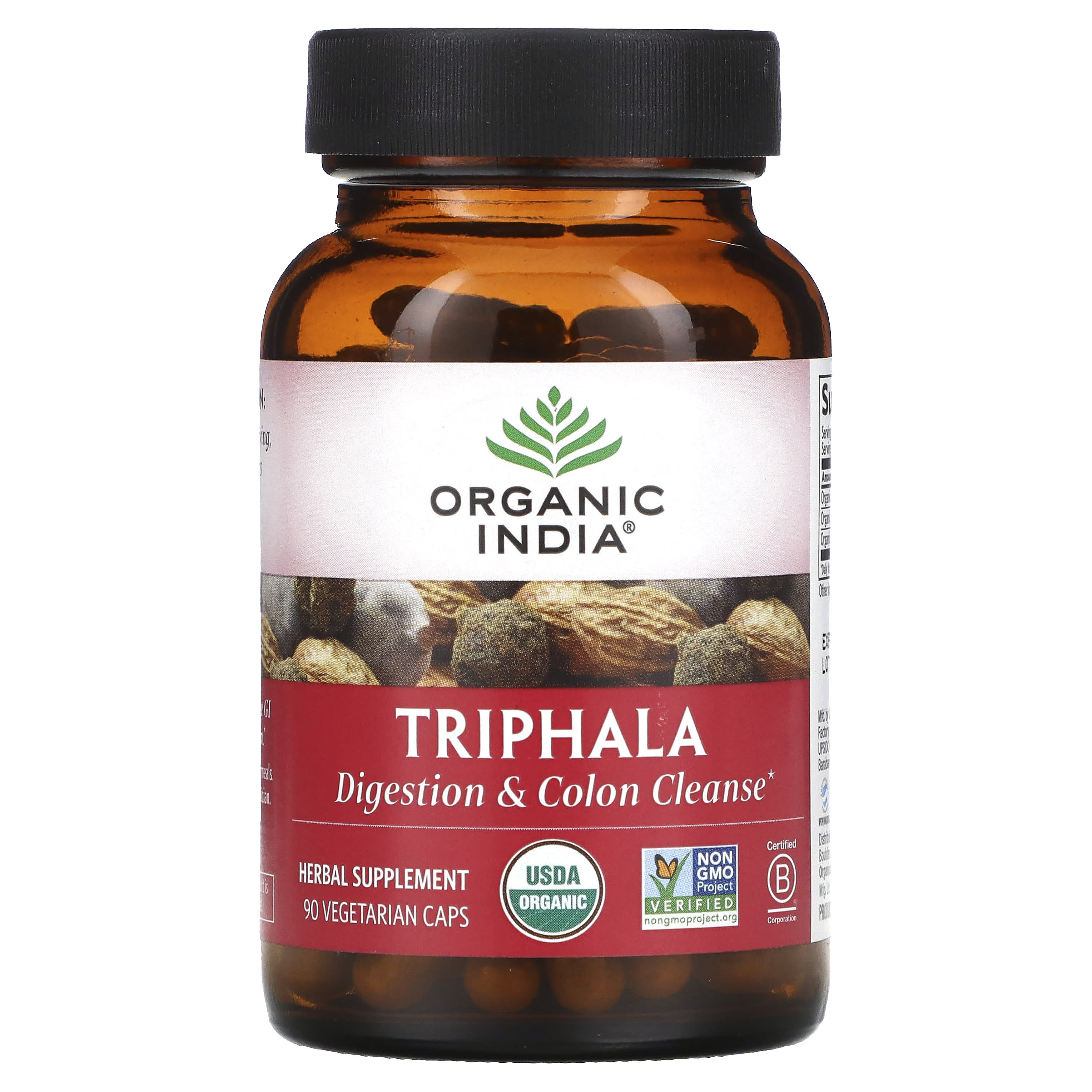 Organic India, Triphala, 90 Vegetarian Capsules UPC 851469000175 | Hilife Vitamins