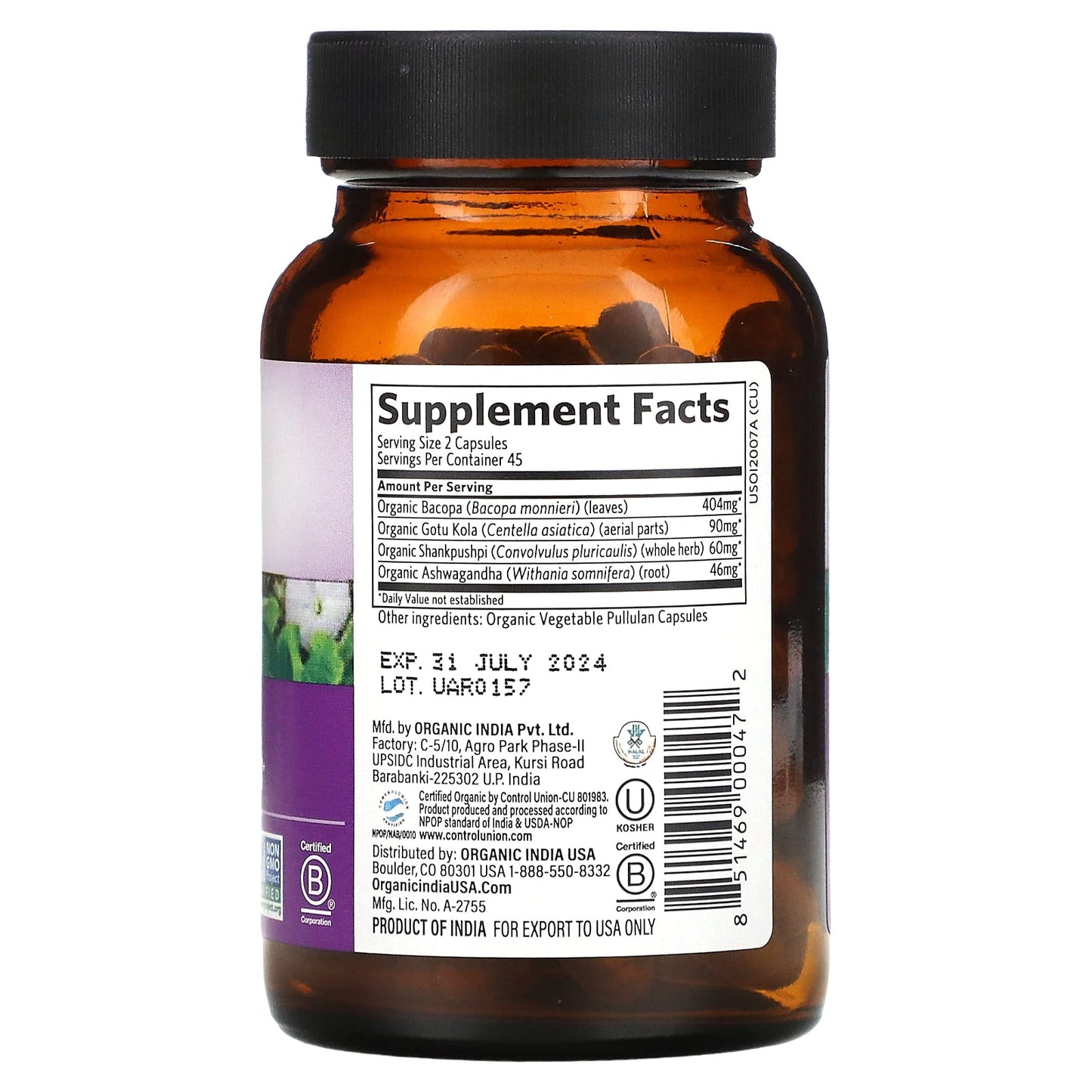 Organic India, Joy, 90 Vegetarian Capsules UPC 851469000472 | Hilife Vitamins