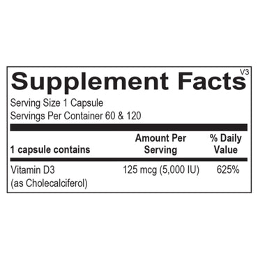 Ortho Molecular, Vitamin D 5000 IU, 60 Capsules UPC 615033001162 | Hilife Vitamins