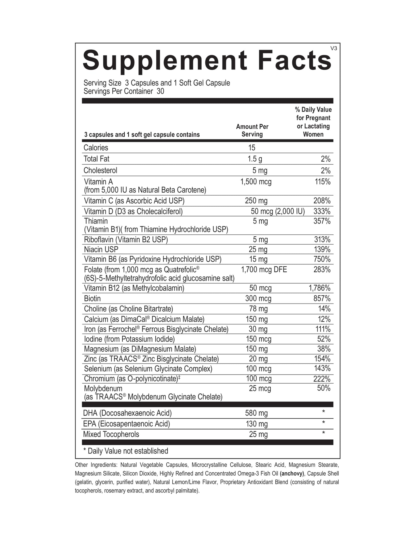 Ortho Molecular, PreNatal Complete With DHA, 30 Servings UPC 615033003203 | HiLife Vitamins