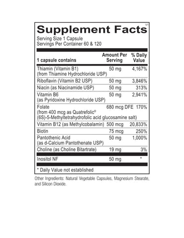 Ortho Molecular, Methyl B Complex, 60 Capsules UPC 615033003609 | HiLife Vitamins