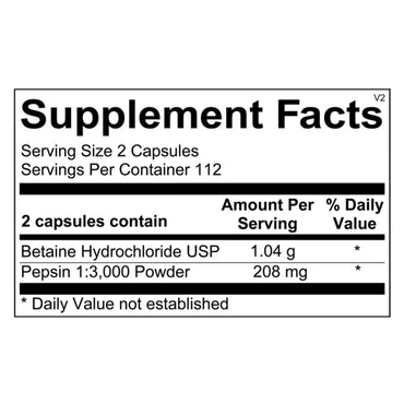 Ortho Molecular, Betaine & Pepsin, 225 Capsules UPC 615033005436 | Hilife Vitamins