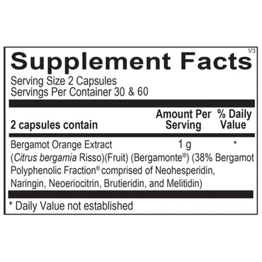 Ortho Molecular, Bergamot BPF, 60 Capsules UPC 615033005986 | Hilife Vitamins