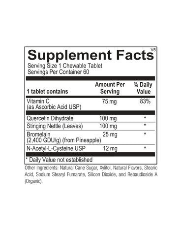 Ortho Molecular, D Hist Jr, 60 Chewable Tablets UPC 615033008550 | HiLife Vitamins