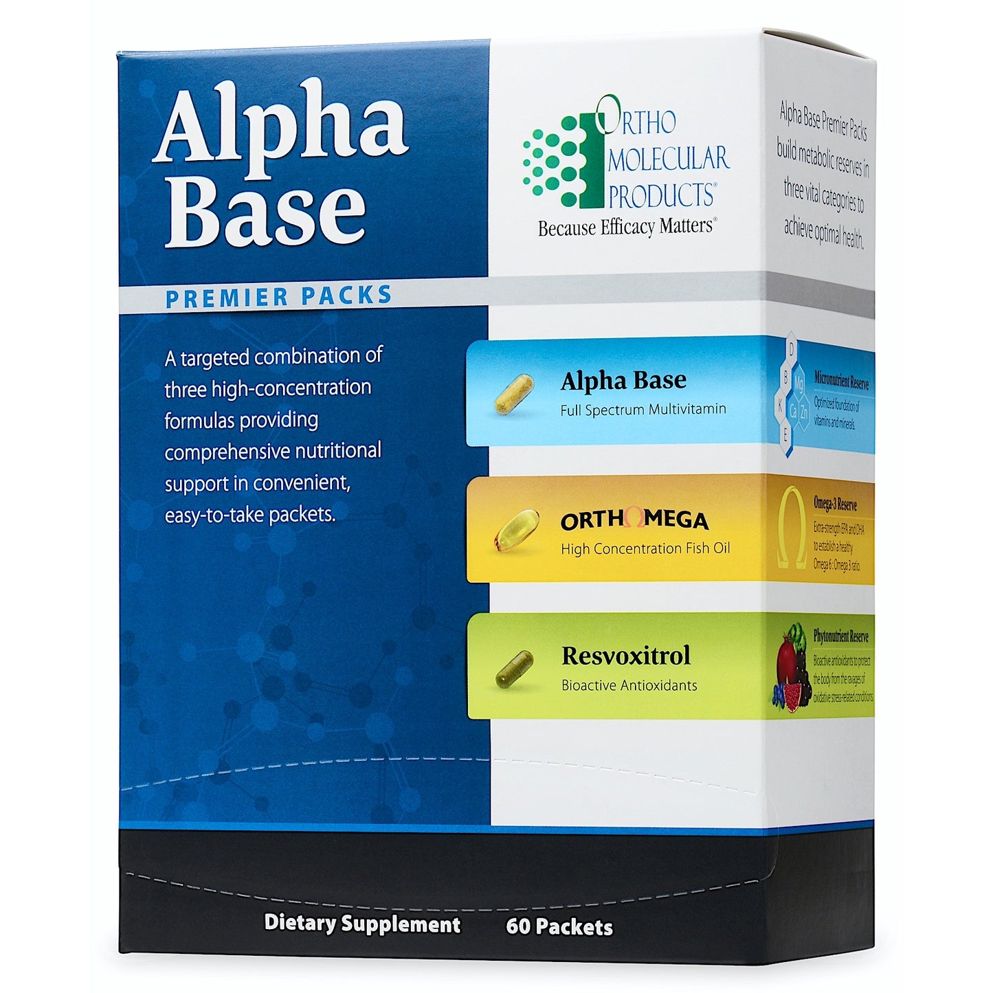 Ortho Molecular, ALPHA BASE PREMIER PACKS, 60 Capsules UPC 615033014551 | HiLife Vitamins
