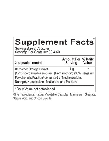 Ortho Molecular, Bergamot BPF, 120 Capsules UPC 615033015985 | HiLife Vitamins