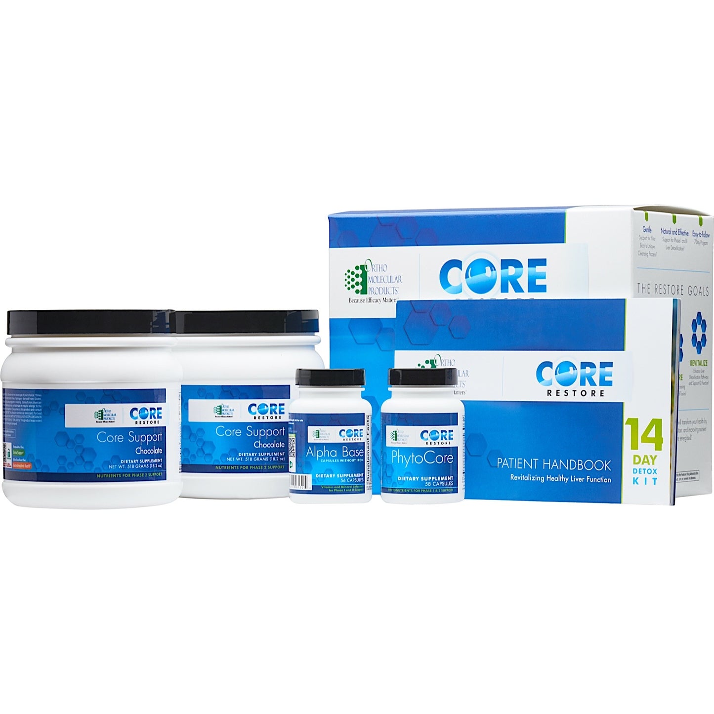 Ortho Molecular, Core Restore 14-Day Detox Kit, Chocolate Flavor UPC 615033016913 | HiLife Vitamins
