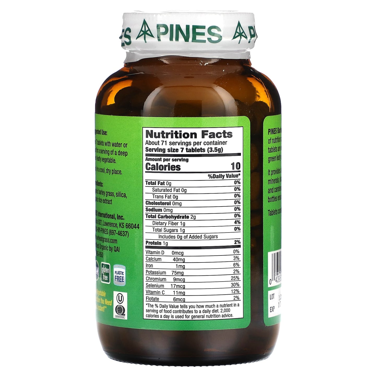 Pines, Barley Grass, 500 Tablets UPC 043952000384 | Hilife Vitamins