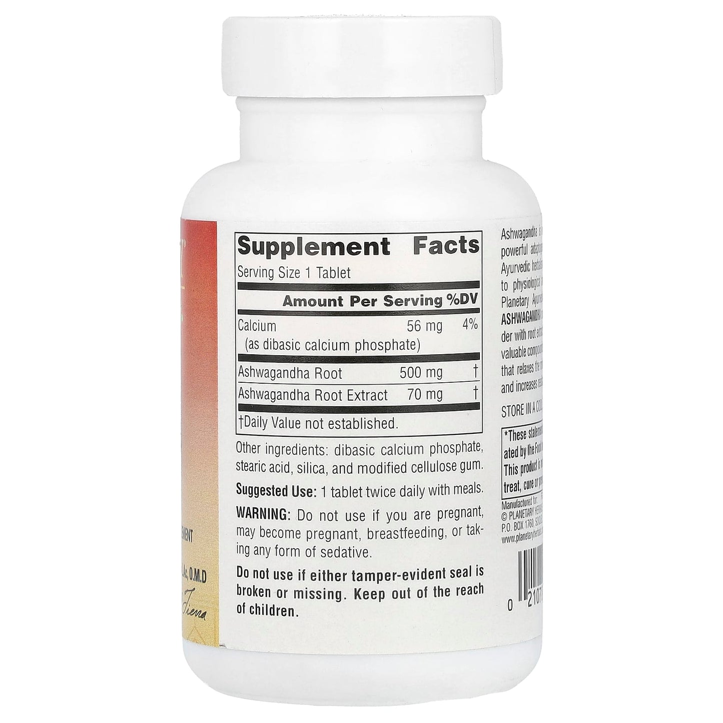 PLANETARY AYURVEDICS, Ashwagandha, Full Spectrum™ 570 mg, 60 TABLET UPC 021078106951 | Hilife Vitamins