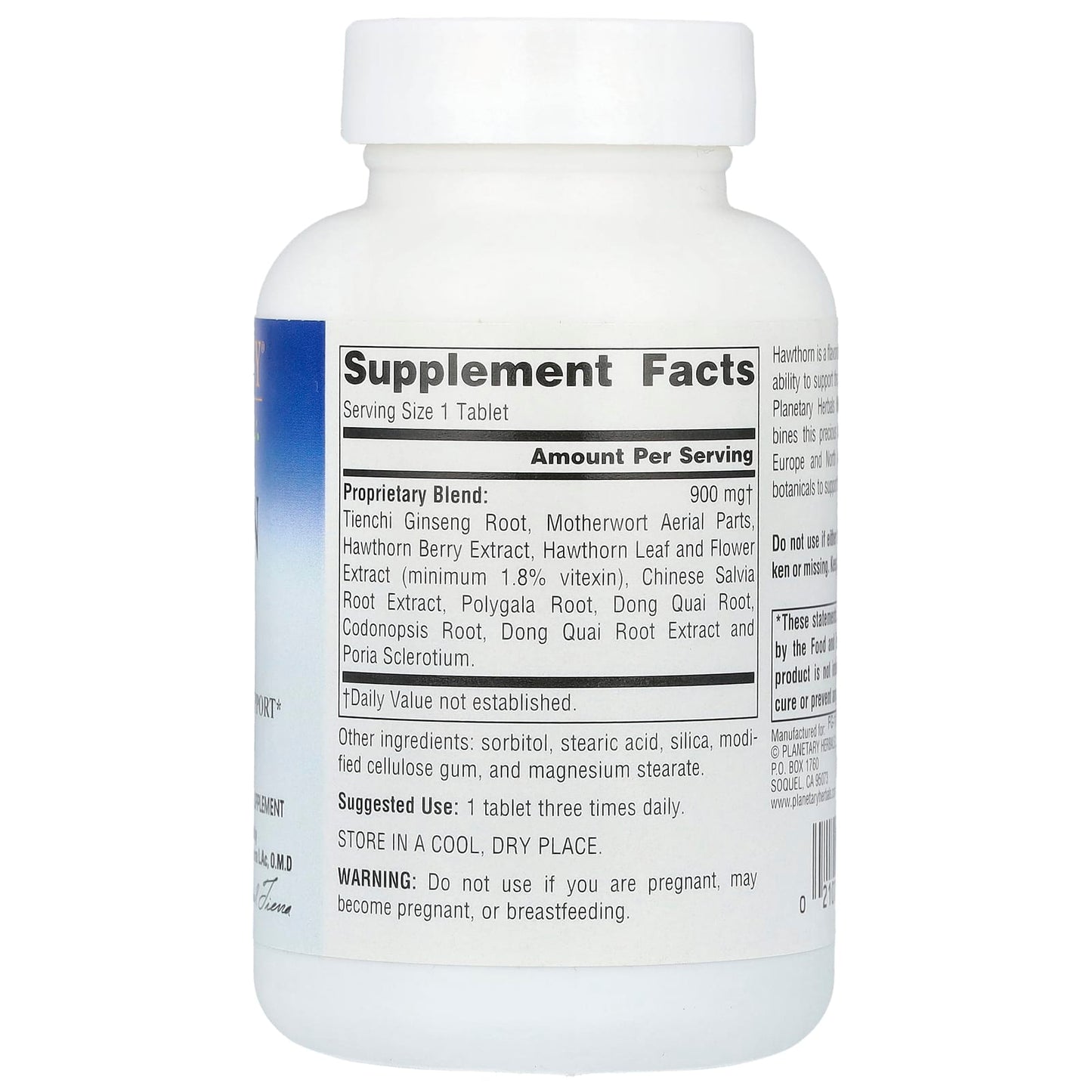 Planetary Herbals, Hawthorn Heart™ 900 mg, 60 Tablets UPC 021078100072 | Hilife Vitamins