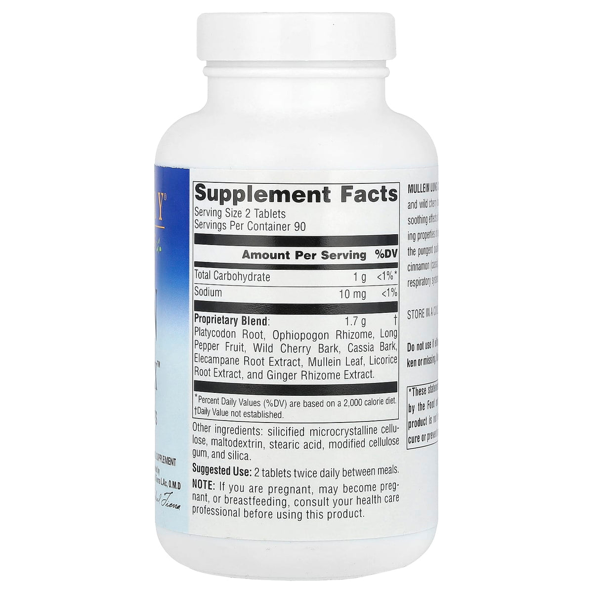 Planetary Herbals, Mullein Lung Complex 850 mg, 180 Tablets UPC 021078101062 | Hilife Vitamins