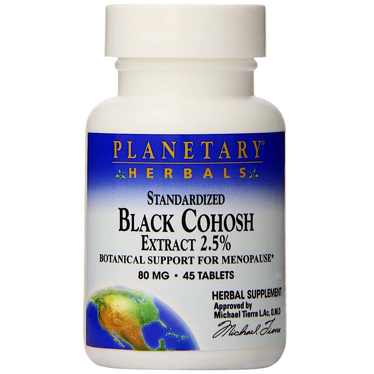 Planetary Herbals, Black Cohosh Extract 2.5% Standardized 80 mg, 45 Tablets UPC 021078103646 | Hilife Vitamins