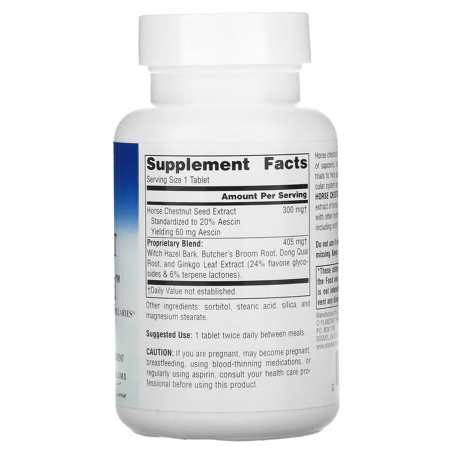 Planetary Herbals, Horse Chestnut Vein Strength 705 mg, 90 Tablets UPC 021078103936 | Hilife Vitamins
