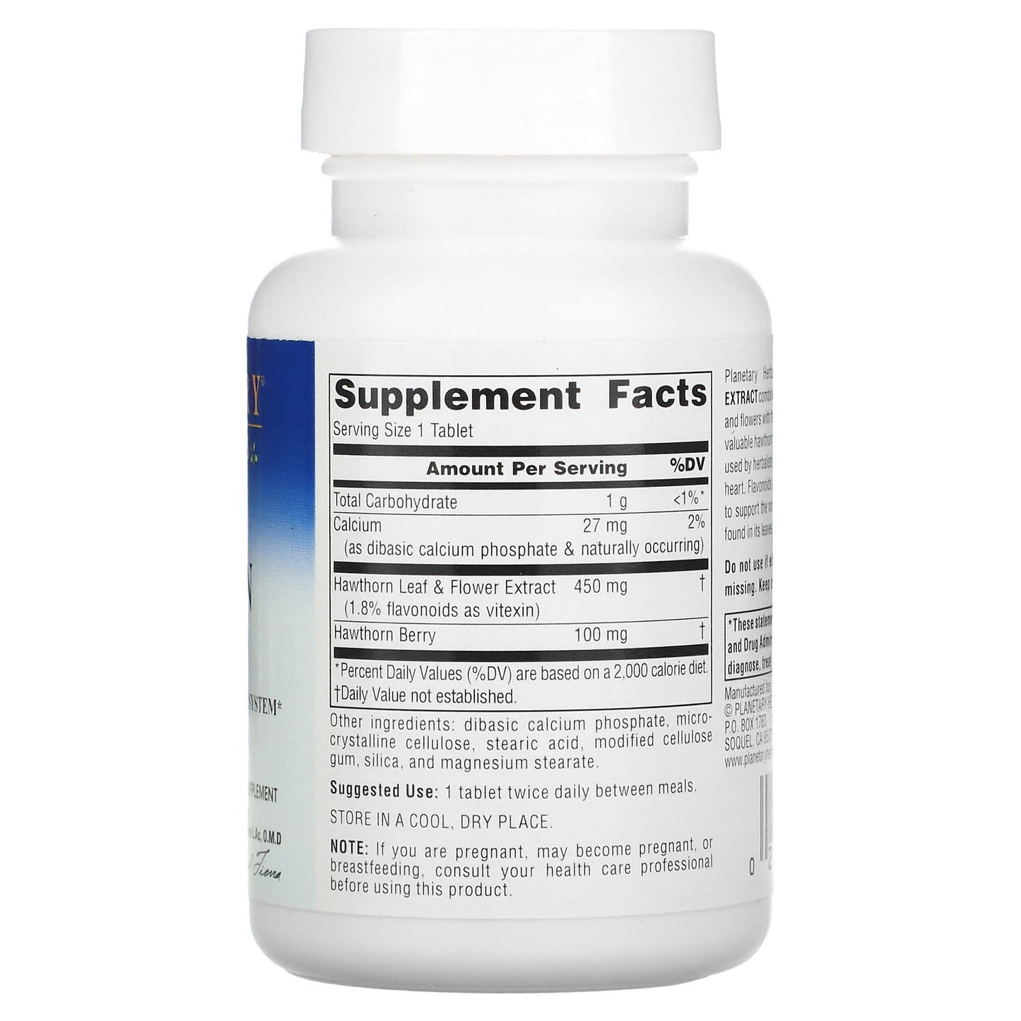 Planetary Herbals, Full Spectrum Hawthorn Extract, 550 mg, 60 Tablets UPC 021078103967 | Hilife Vitamins