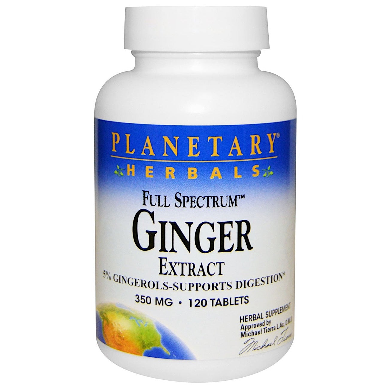 Planetary Herbals, Ginger Extract, Full Spectrum™ 350 mg, 120 Tablets UPC 021078104186 | Hilife Vitamins