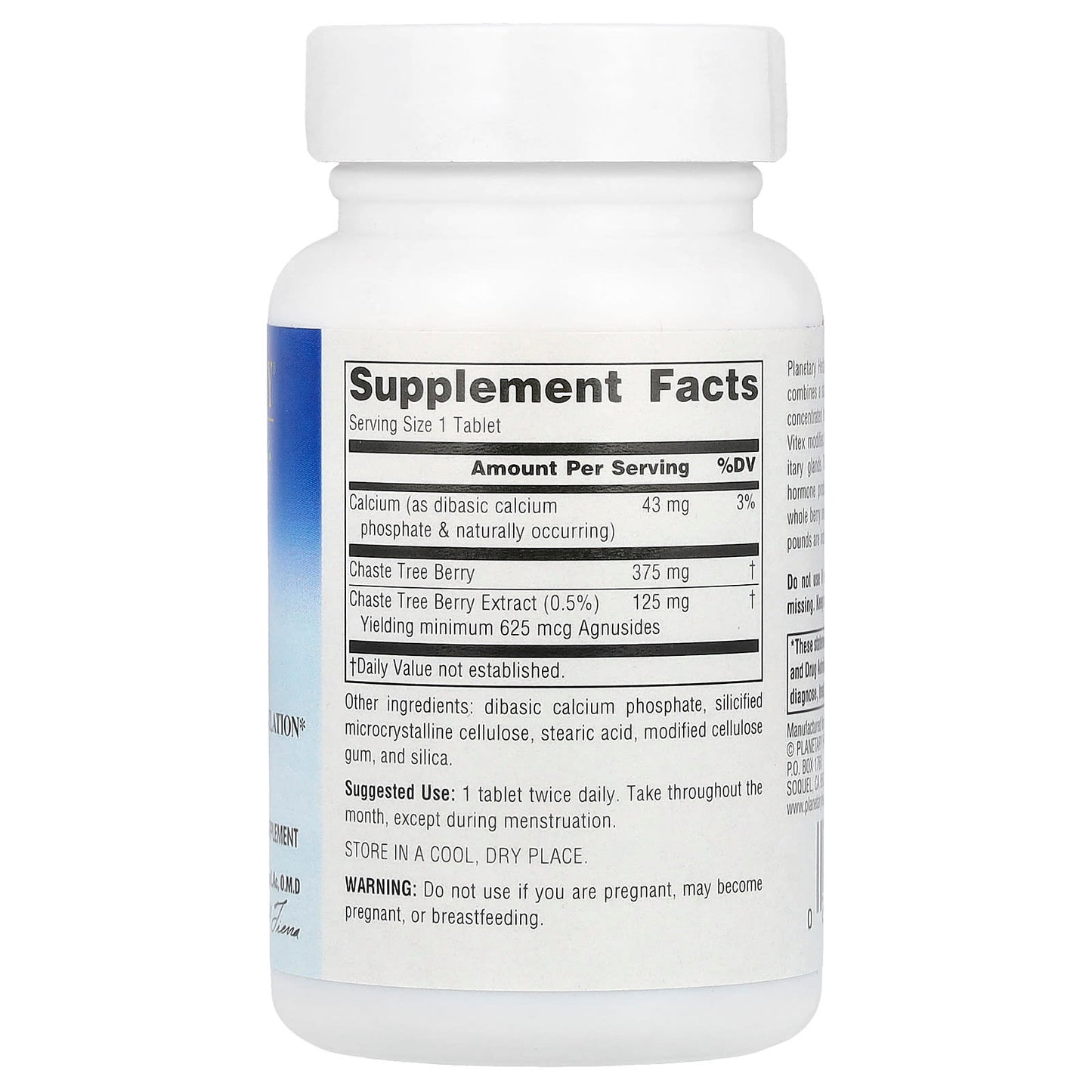 Planetary Herbals, Vitex Extract, Full Spectrum 500 mg, 60 Tablets UPC 021078104230 | Hilife Vitamins