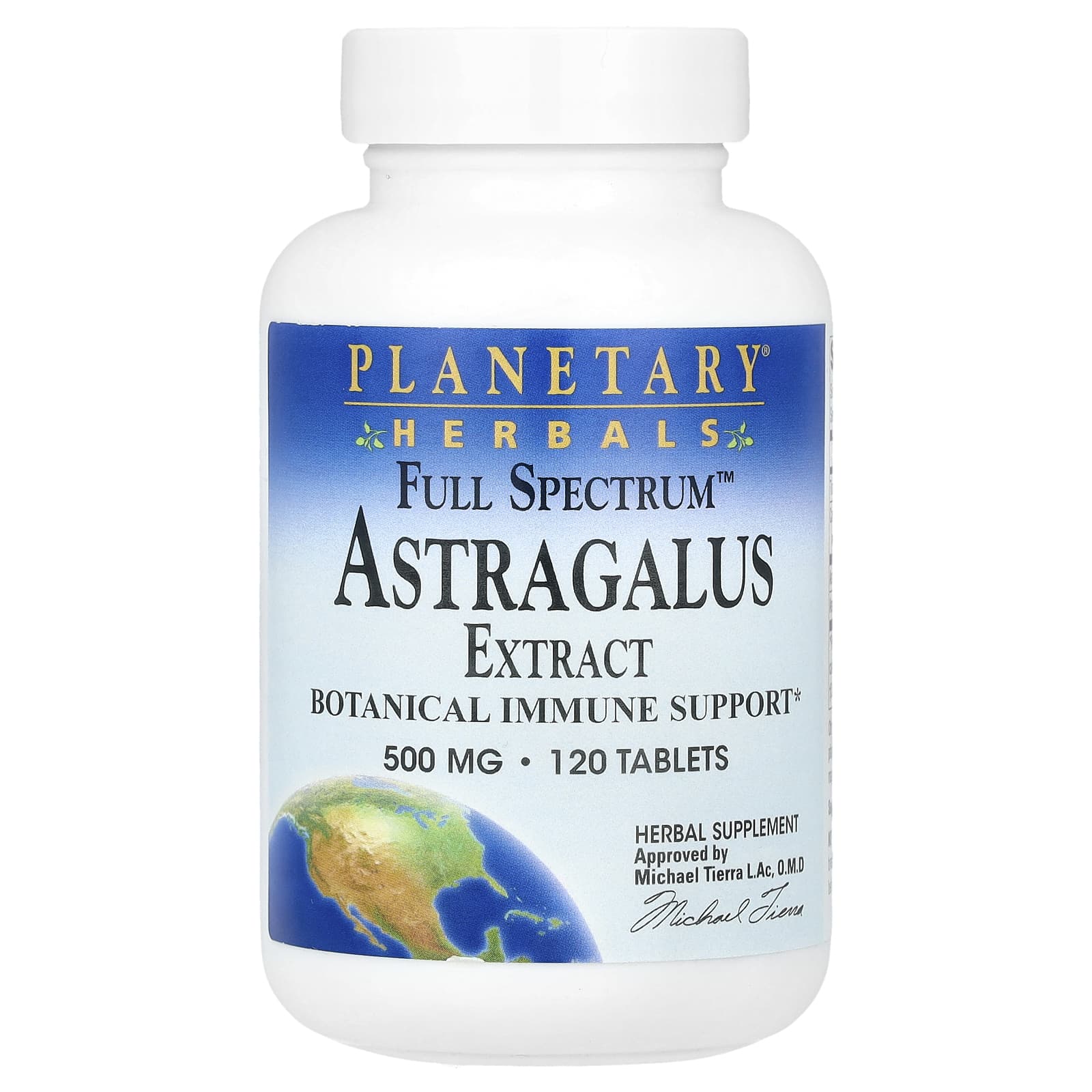 Planetary Herbals, Astragalus Extract, Full Spectrum 500 mg, 120 Tablets UPC 021078104377 | Hilife Vitamins