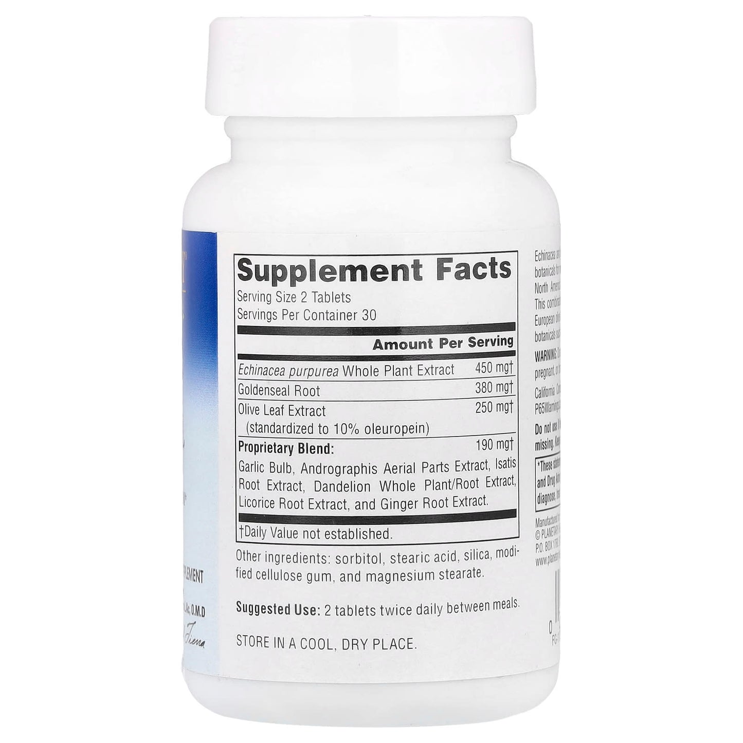 Planetary Herbals, Echinacea-Goldenseal With Olive Leaf 635 mg, 60 Tablets UPC 021078104469 | Hilife Vitamins