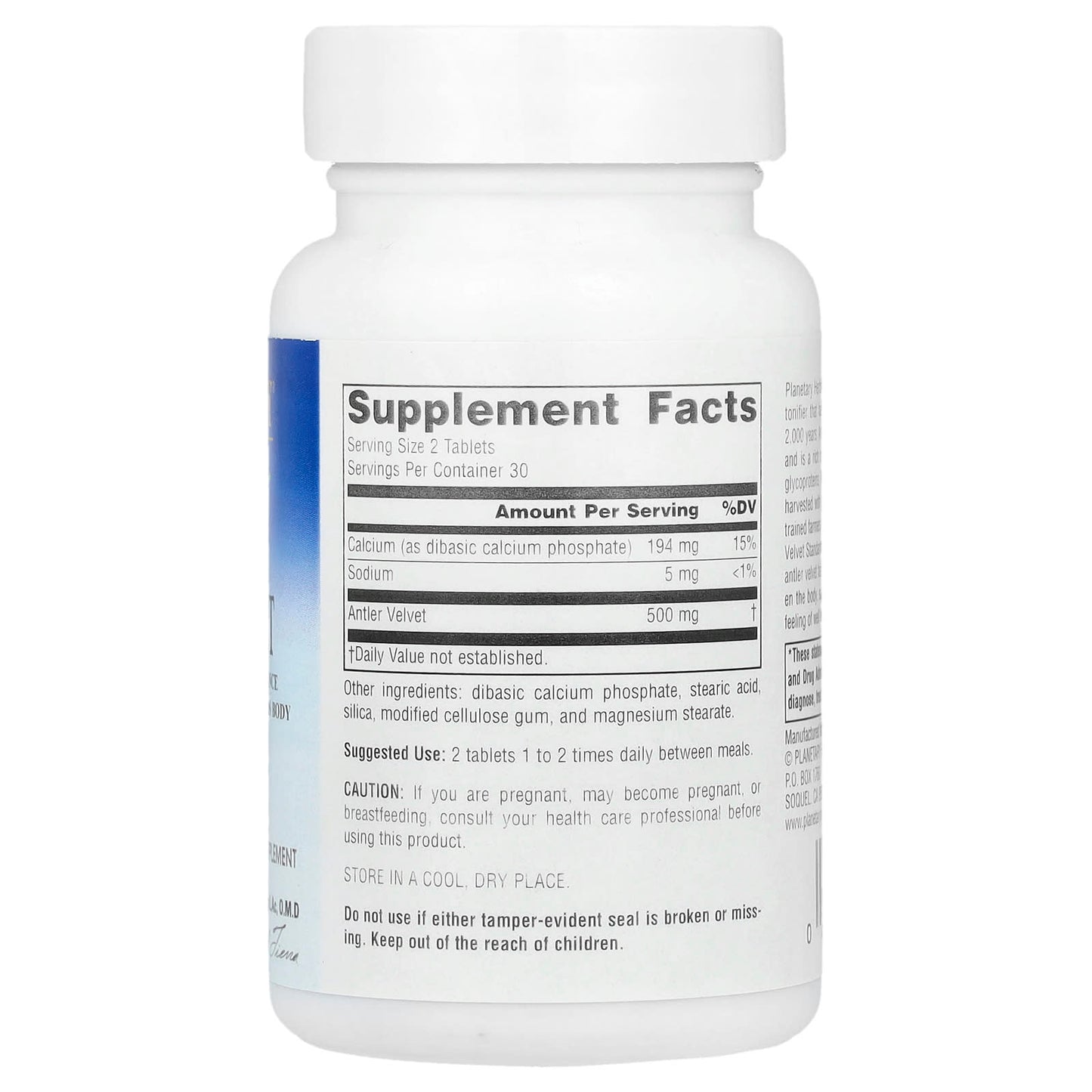 Planetary Herbals, Antler Velvet, Full Spectrum 250 mg, 60 Tablets UPC 021078104544 | Hilife Vitamins