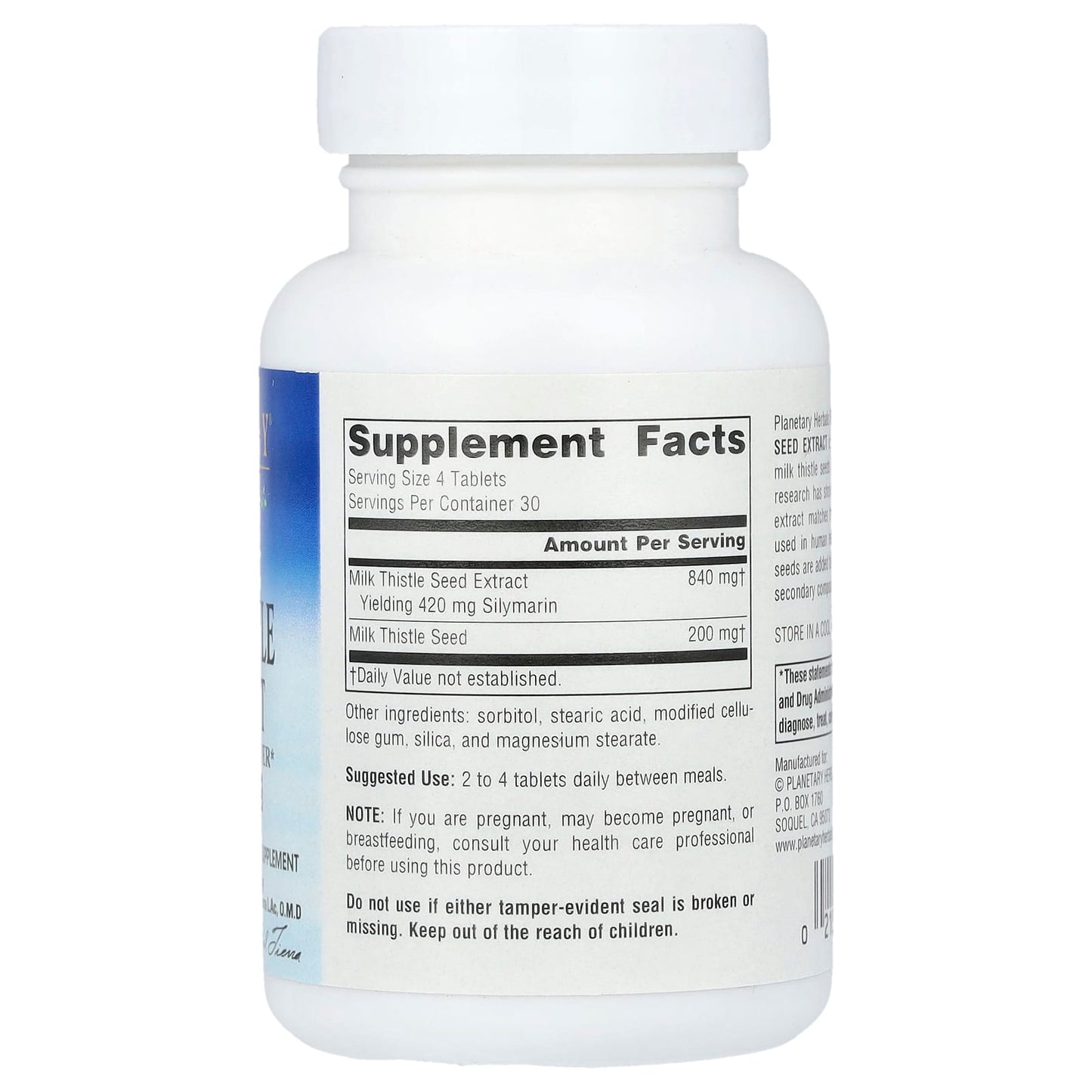 Planetary Herbals, Milk Thistle Seed Extract, Full Spectrum™ 260 mg, 120 Tablets UPC 021078105169 | Hilife Vitamins
