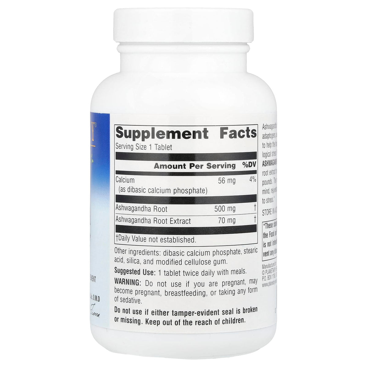 Planetary Herbals, Ashwagandha, Full Spectrum 570 mg, 120 Tablets UPC 021078105350 | Hilife Vitamins