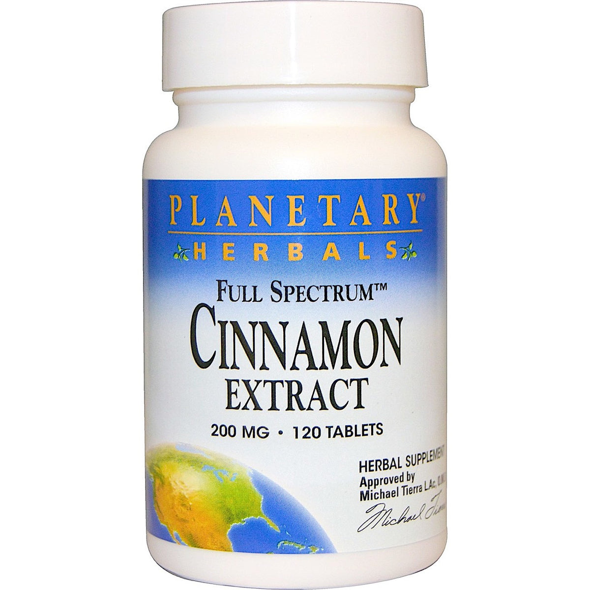 Planetary Herbals, Cinnamon Extract, Full Spectrum 200 mg, 120 Tablets UPC 021078105374 | Hilife Vitamins