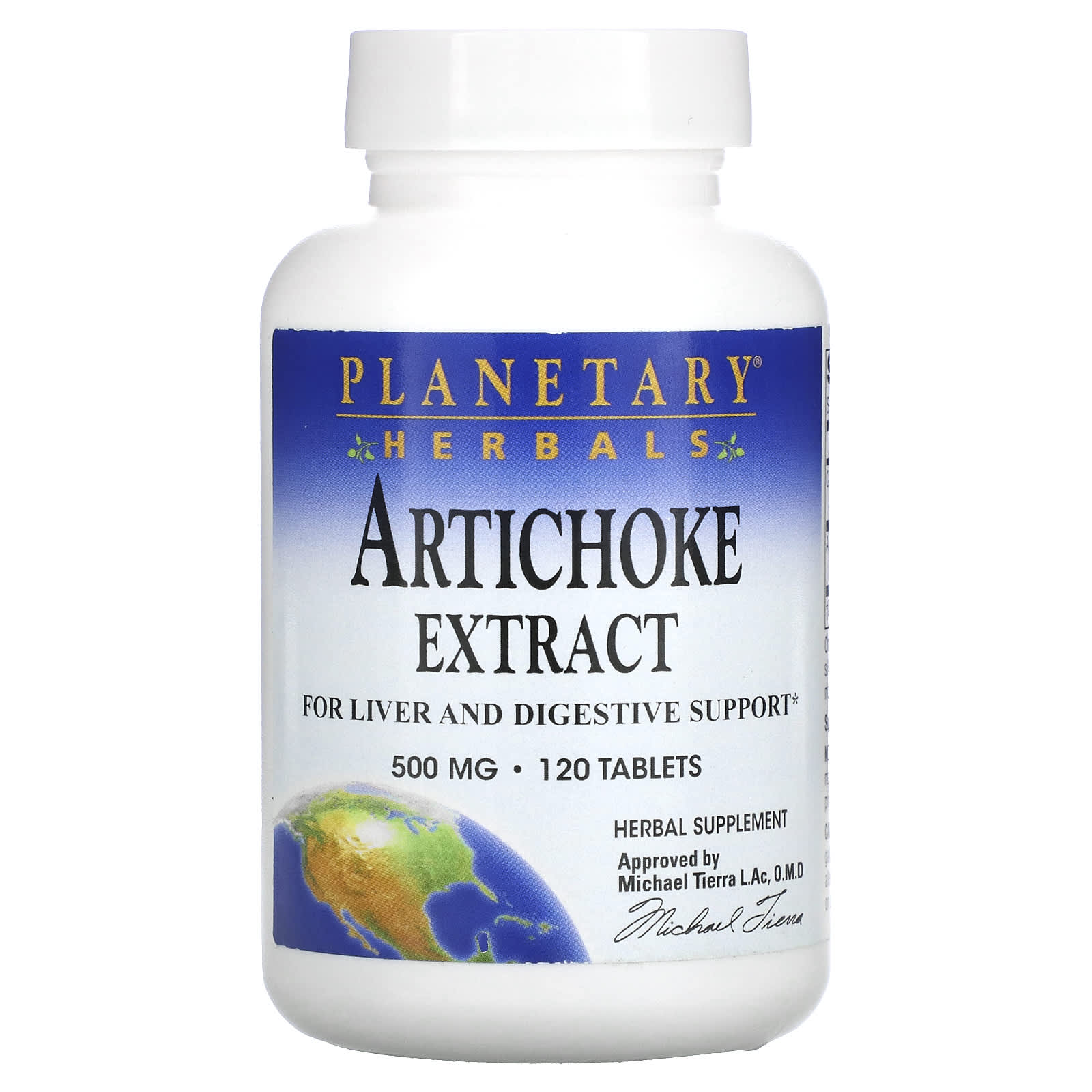 Planetary Herbals, Artichoke Extract 500 mg, 120 Tablets UPC 021078105398 | Hilife Vitamins