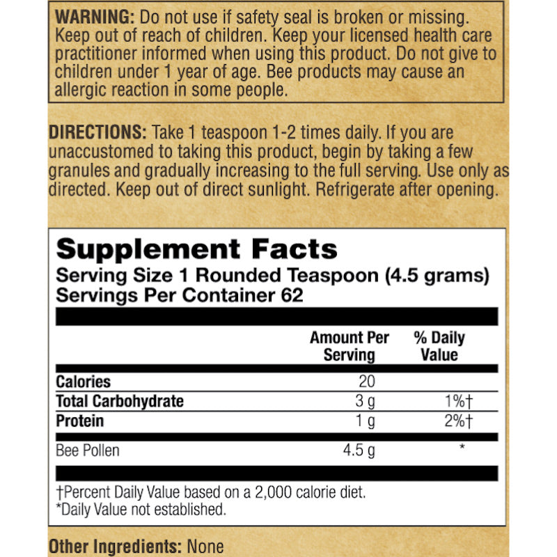 Premier One, Pollen Power Granules Unflv 4.5g, 10 oz UPC 731111662091 | HiLife Vitamins
