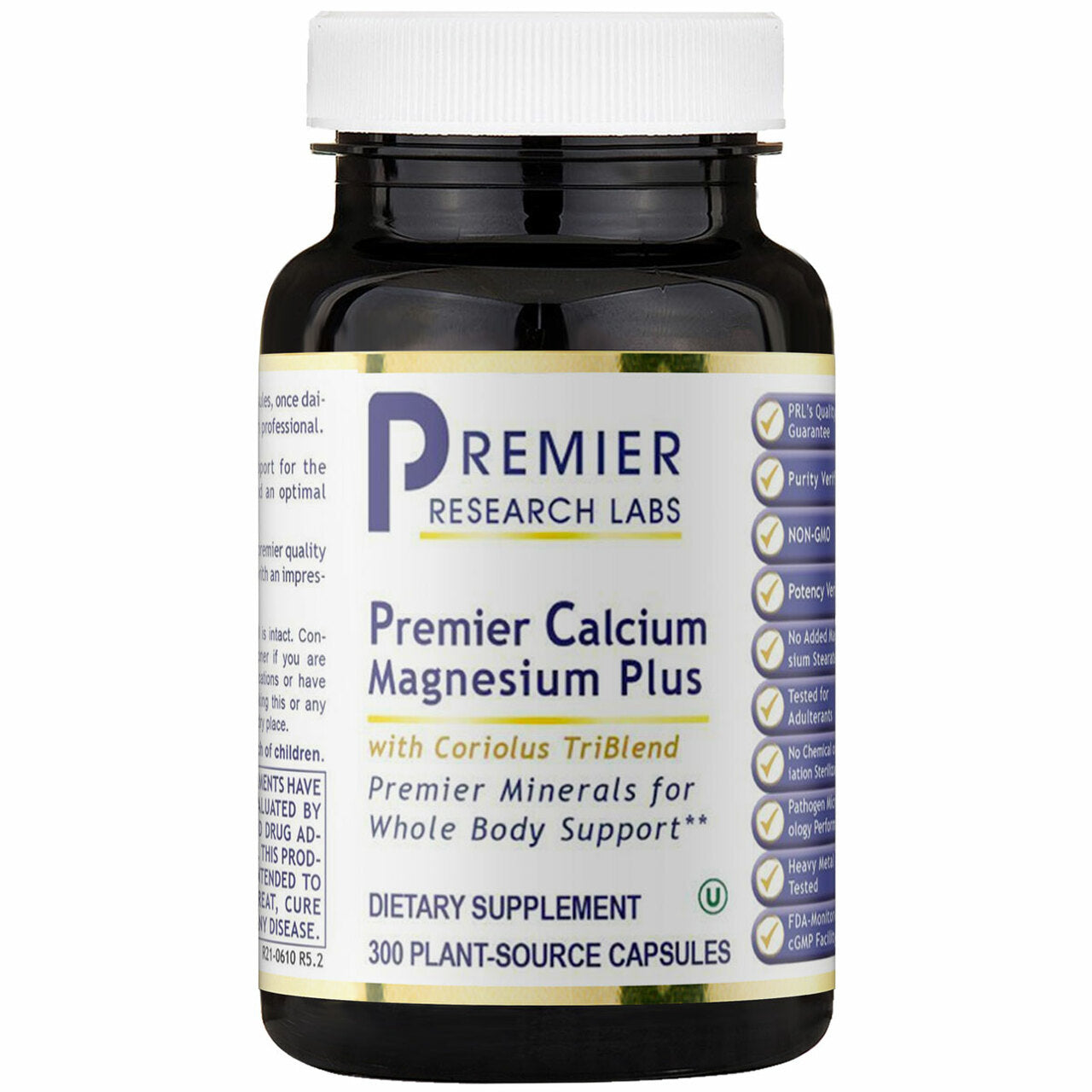 Premier Research Labs, Premier Calcium Magnesium Plus, 90 Vegetarian Capsules UPC 807735001407 | HiLife Vitamins