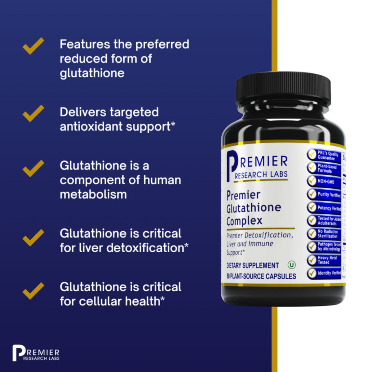 Premier Research Labs, Premier Glutathione Complex, 60 Plant-Source Capsules UPC 807735004705 | Hilife Vitamins